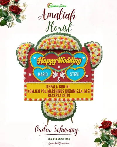 Karangan Papan Bunga Pernikahan di Pranti